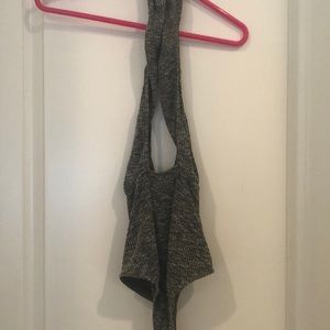 Gray halter style bodysuit.Light sweater material